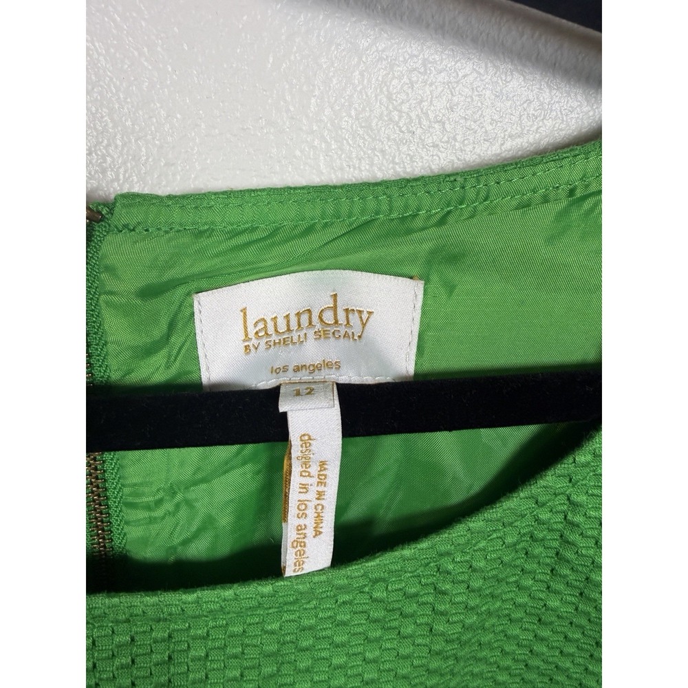Spring wedding‎ guest dress Laundry by Shelli Segal Lime green Cotton Size 12 - Picture 2 of 16